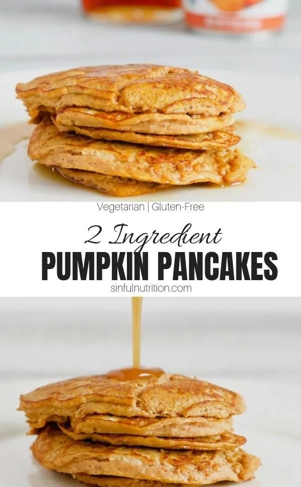 Delicious 2 ingredient pumpkin pancakes served with syrup