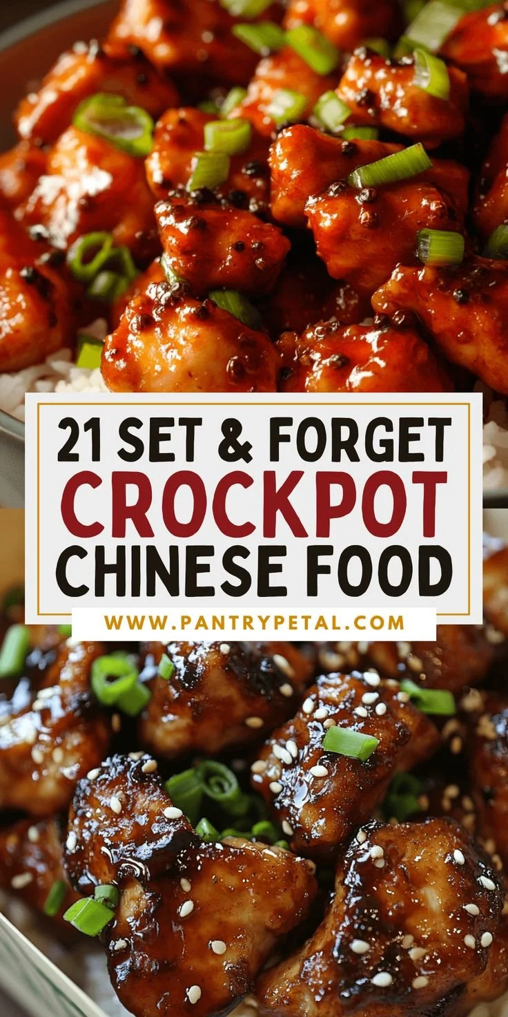 A variety of delicious Crockpot Chinese food dishes ready to be enjoyed.