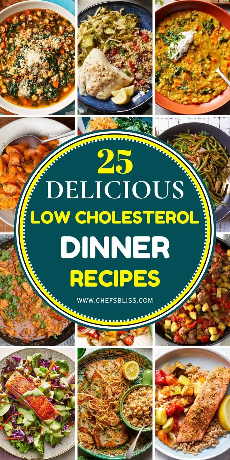 Delicious low cholesterol dinner recipes showcasing healthy meal options.