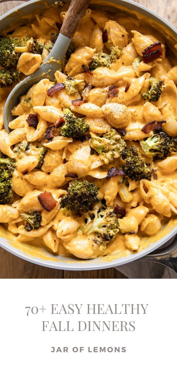 A variety of healthy fall dinners featuring seasonal ingredients and warm flavors.