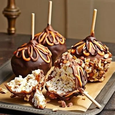 Delicious caramel popcorn balls ready to enjoy as a festive treat.