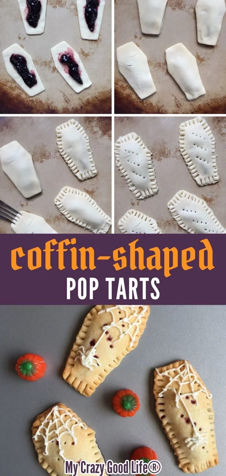 Coffin shaped homemade pop tarts for Halloween