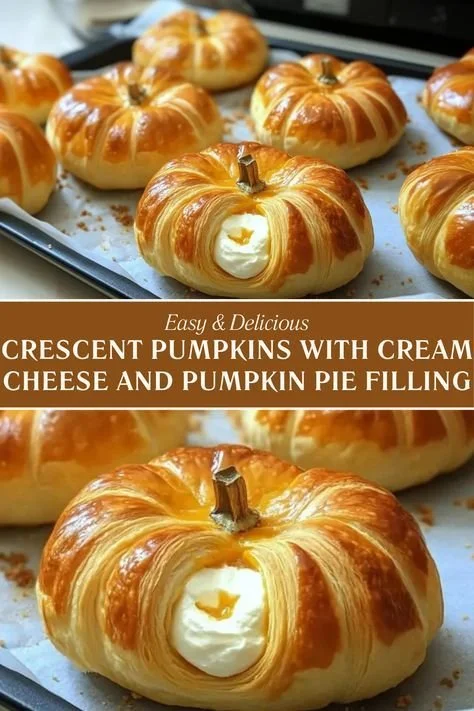 Crescent Pumpkins filled with cream cheese and pumpkin pie filling