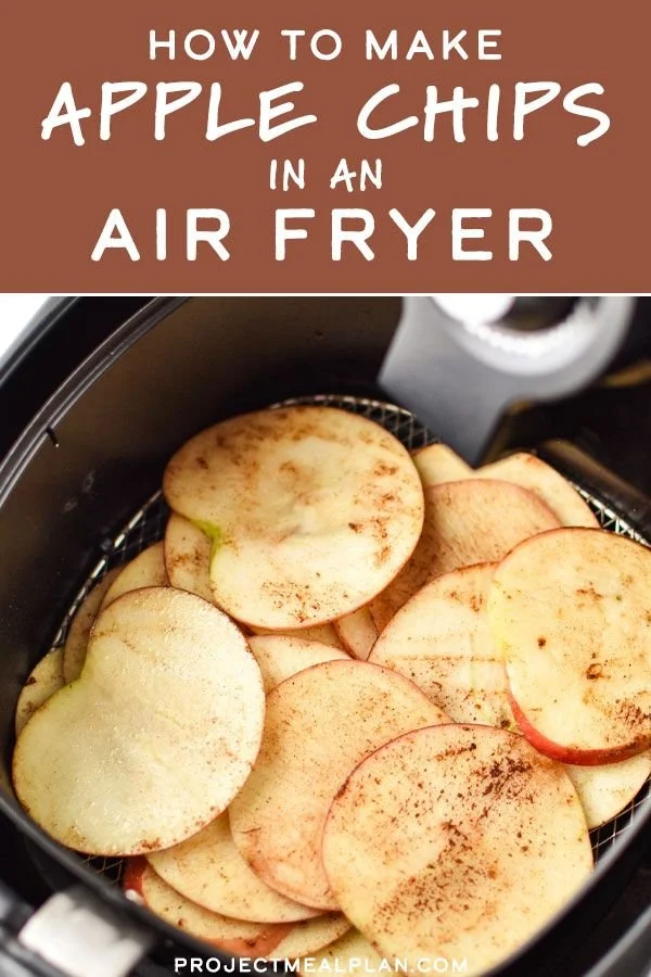 Delicious homemade air fryer apple chips recipe featuring crispy apple slices.