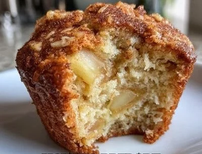 Delicious apple cinnamon muffins made with Greek yogurt on a plate.