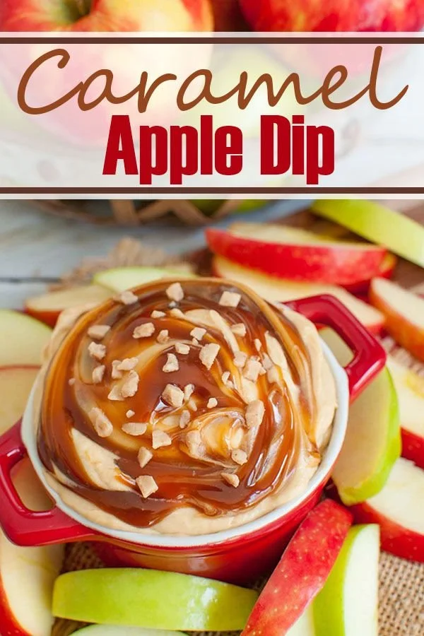 Delicious no-bake caramel apple dip with apples for fall dessert