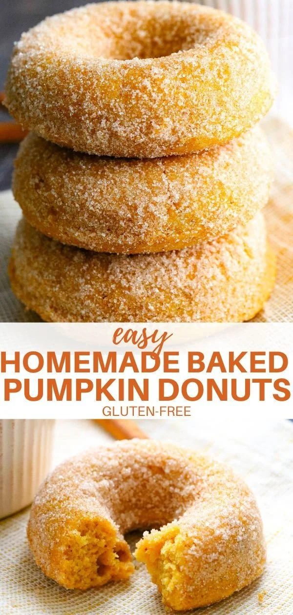 Gluten-free homemade pumpkin donuts on a plate with spices
