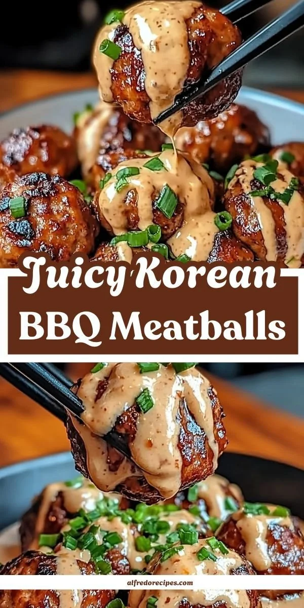 Plate of easy Korean BBQ meatballs garnished and ready to serve