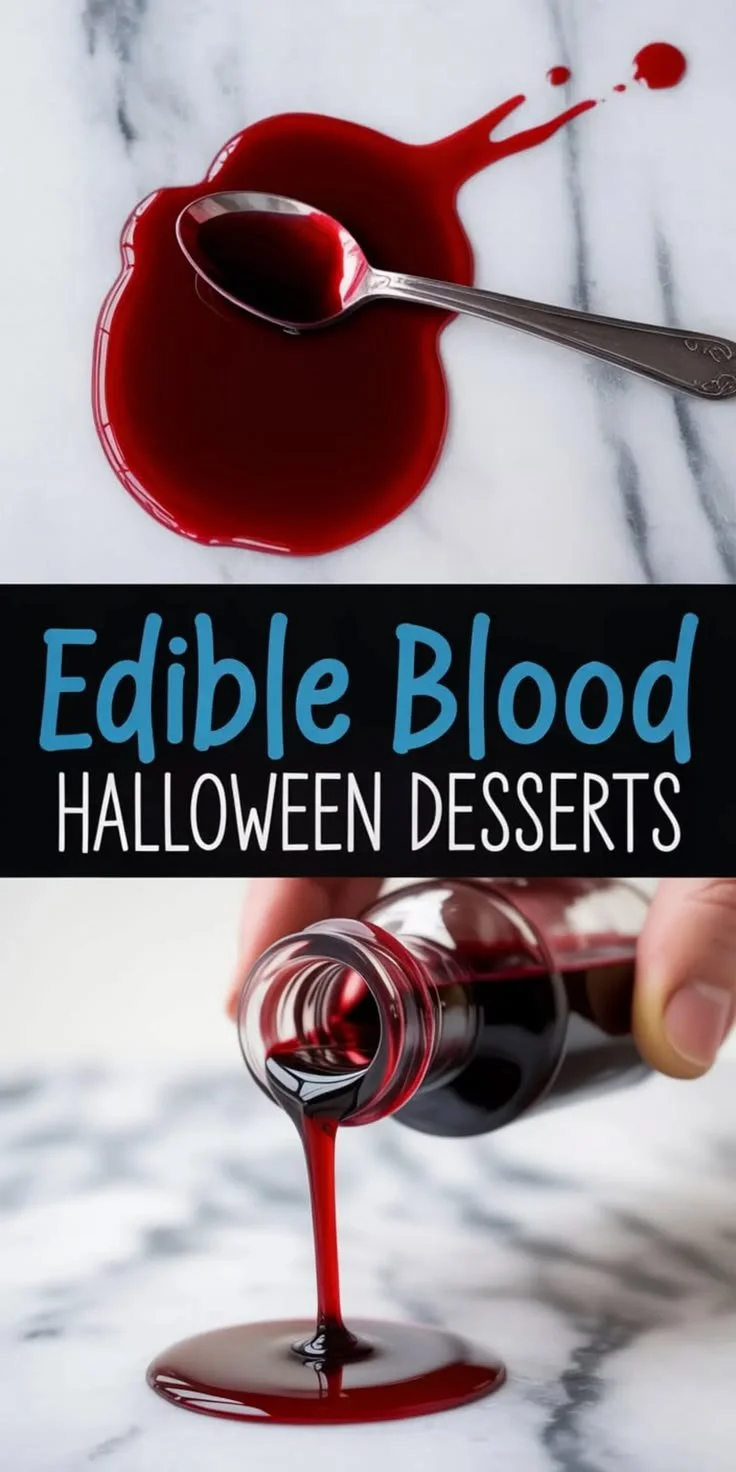 Edible blood topping on Halloween cupcakes at Emma's Cake Studio
