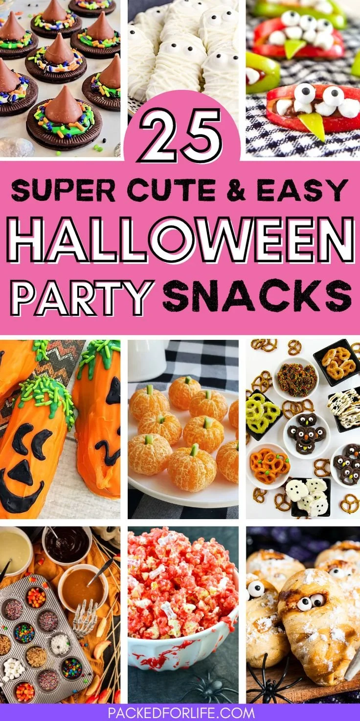 Halloween food ideas for spooky snacks and appetizers at a Halloween party.