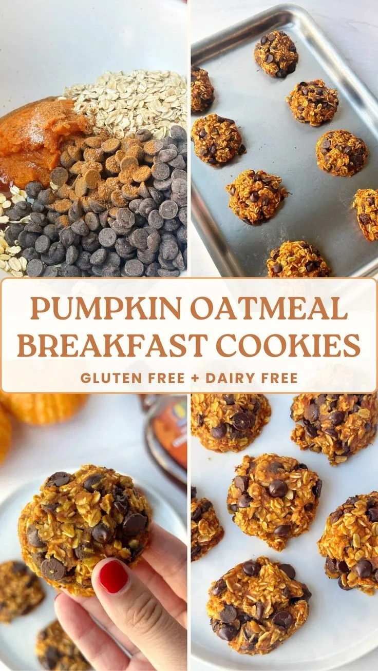 Gluten free pumpkin oatmeal cookies on a plate, ready to enjoy.