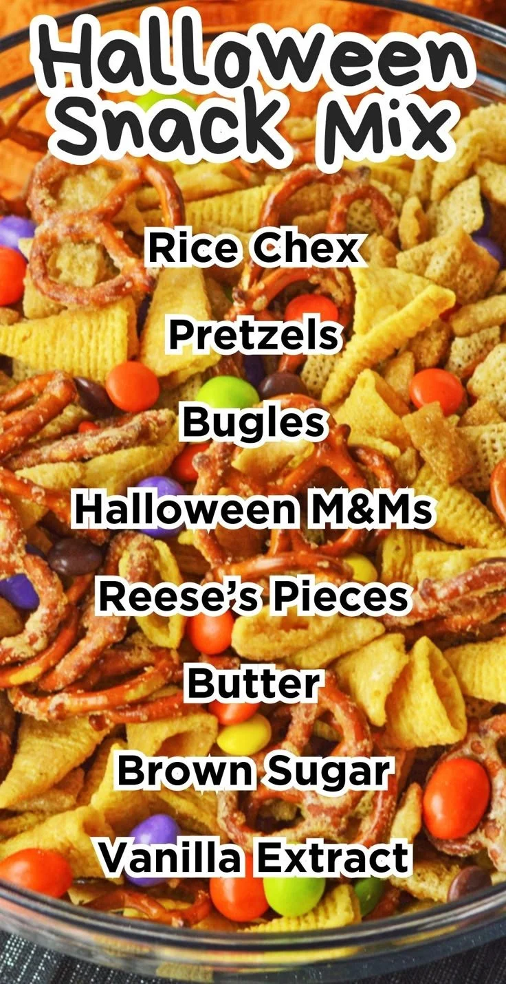 Halloween Snack Mix featuring spooky treats and festive colors