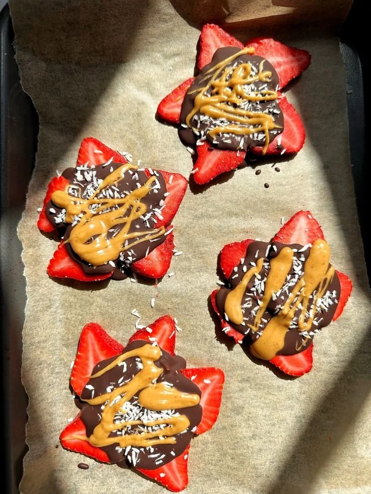 Healthy strawberry banana bark made with 4 simple ingredients