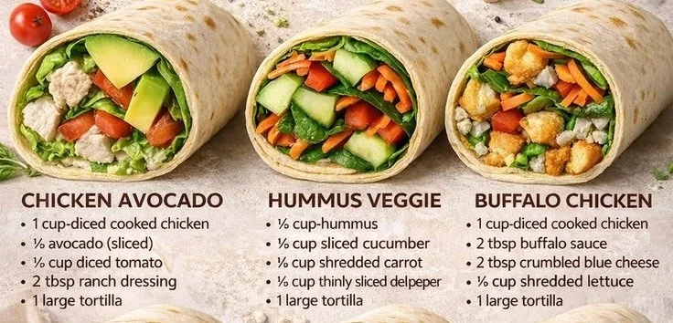 Healthy high-protein lunch wraps filled with fresh ingredients and flavor