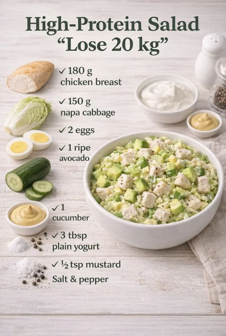 High-protein chicken salad for weight loss with fresh vegetables