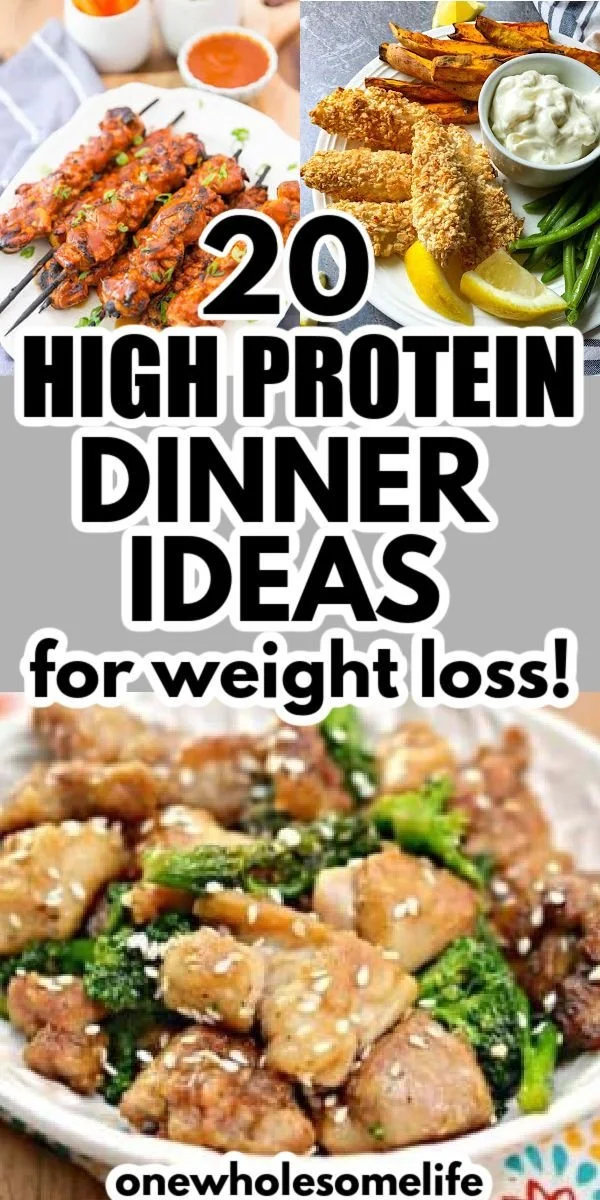 Plate of high protein dinner ideas featuring lean meats and vegetables.