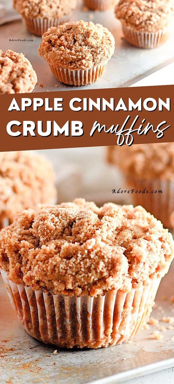 Moist apple cinnamon crumb muffins fresh out of the oven.
