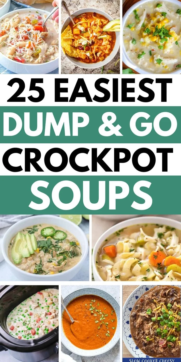 Bowl of quick and easy crockpot soup with fresh ingredients