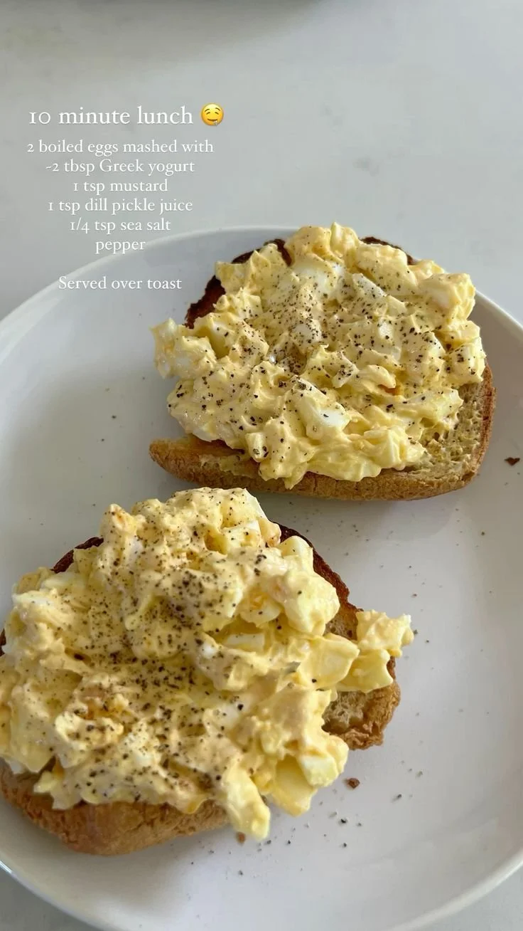 Bowl of simple high protein egg salad with healthy ingredients