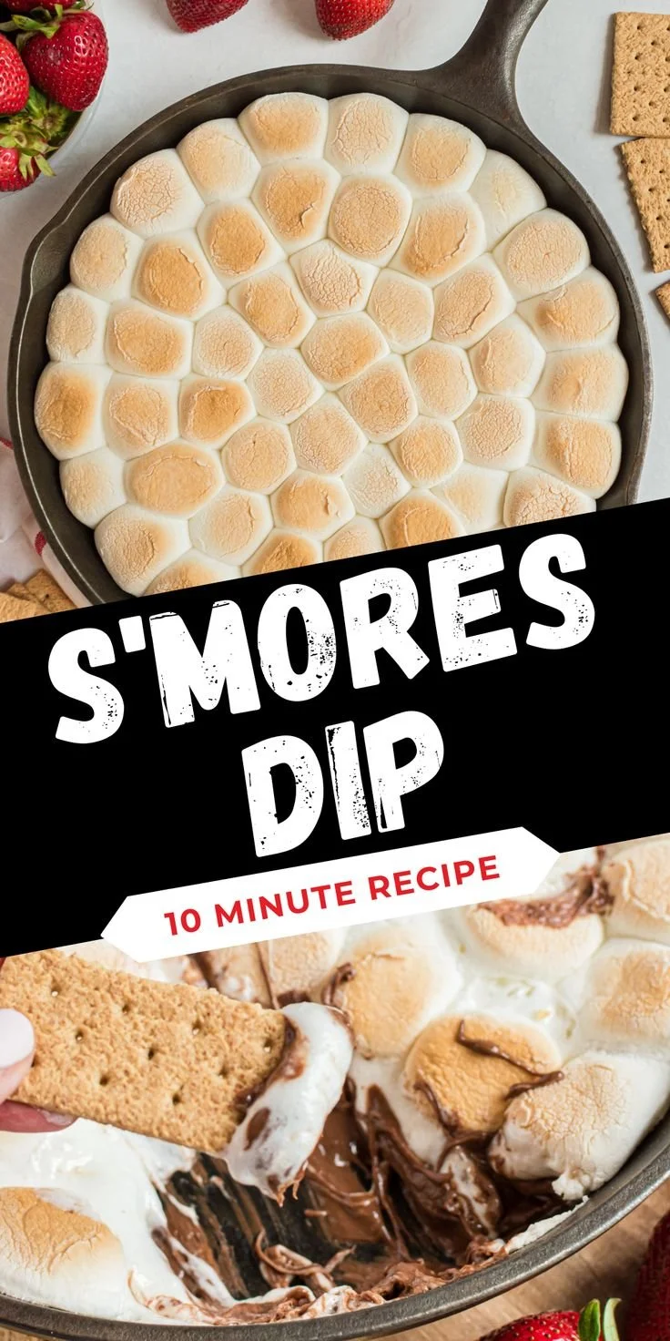 Delicious S'mores Dip with chocolate and marshmallows served in a skillet.