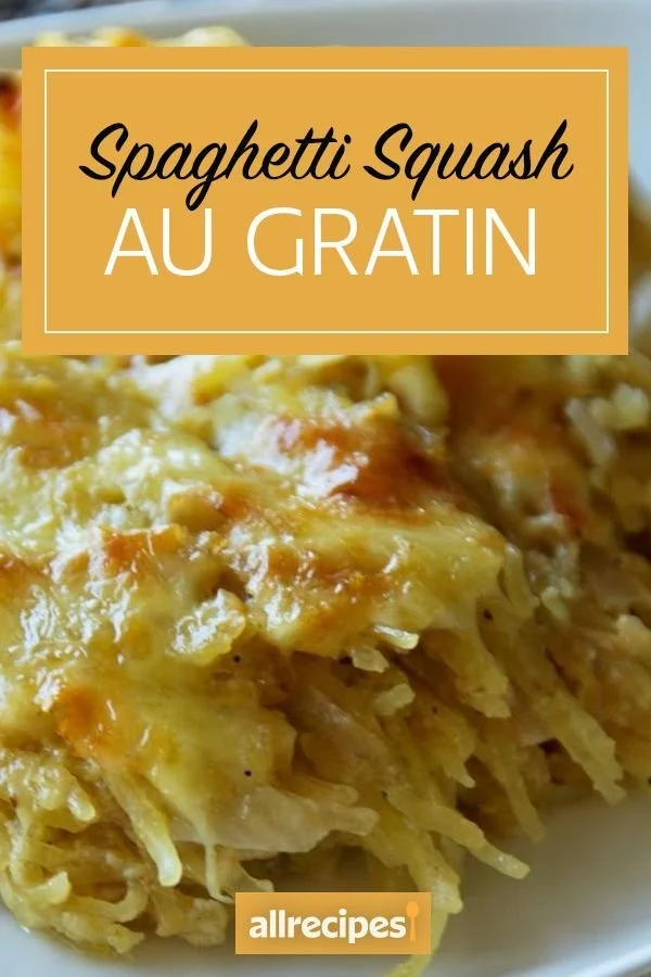 Creamy Spaghetti Squash Au Gratin with cheese and herbs baked to perfection