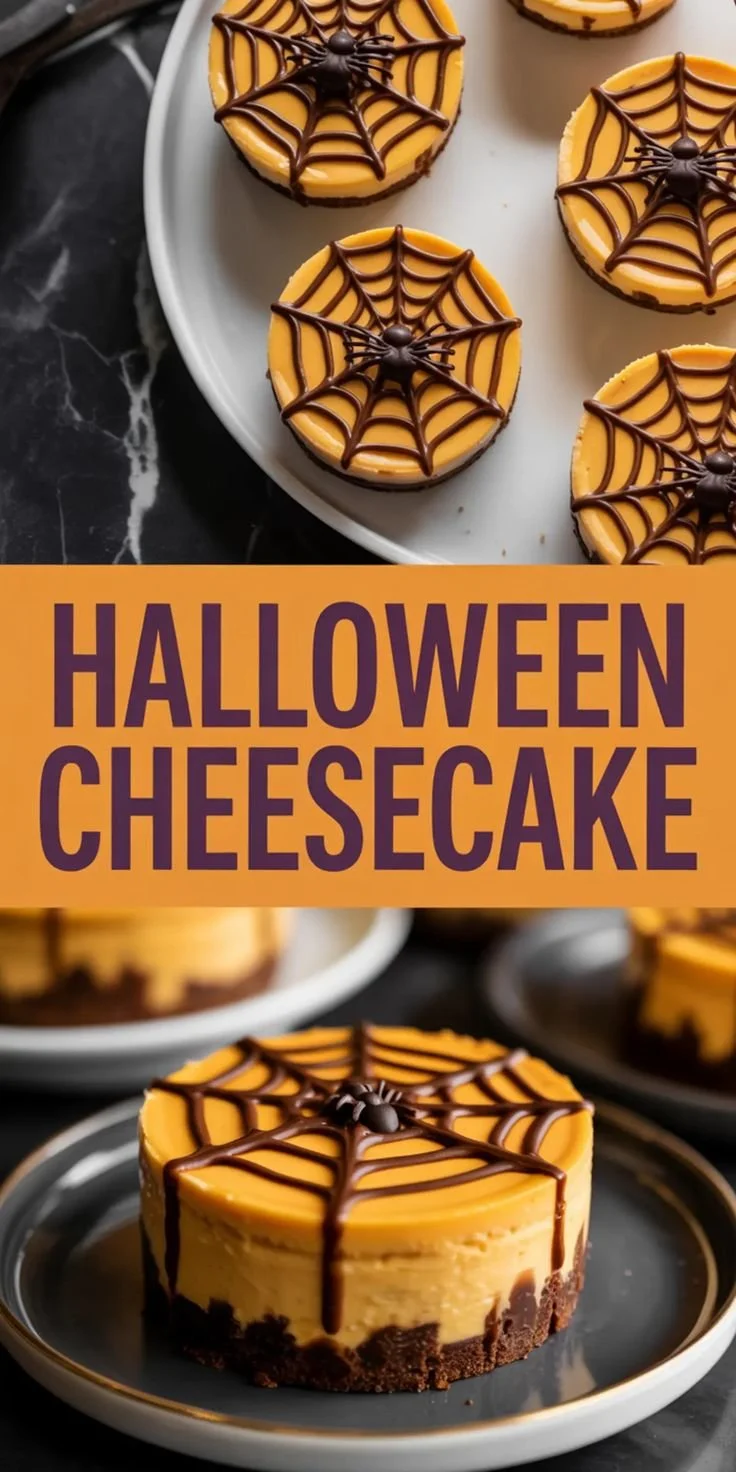 Spooky cheesecake mini desserts decorated for Halloween with vibrant colors.