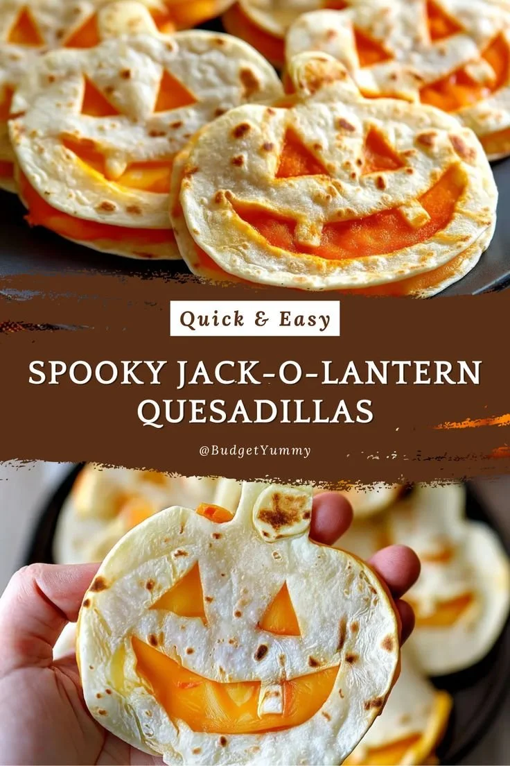 Spooky Jack-O-Lantern Quesadillas for Halloween celebration