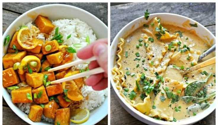 A colorful plate of delicious vegan low-calorie recipes ready to enjoy.