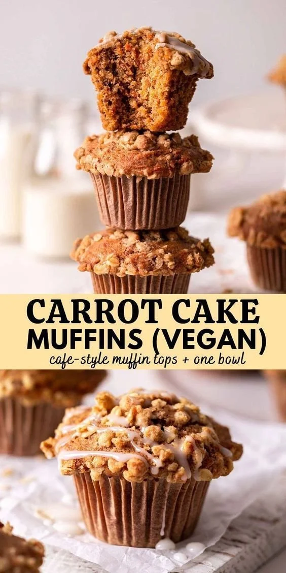 Vegan carrot muffins freshly baked and served on a plate