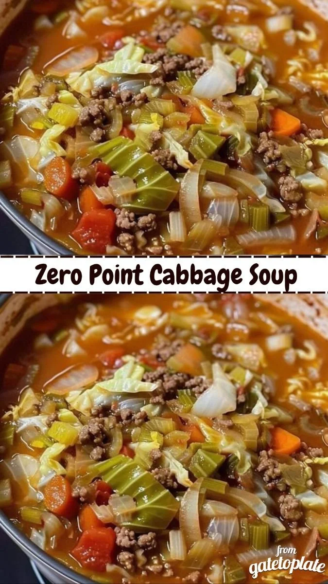 A bowl of Weight Watchers cabbage soup rich in vegetables and flavor